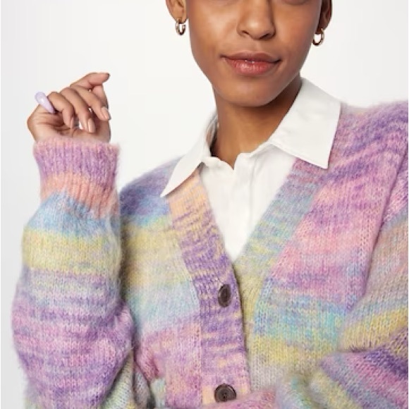 LAST 1!! 🚨🚨 Re/done 90s Crop Oversized Cardigan Purple Space Dye M - Picture 4 of 11